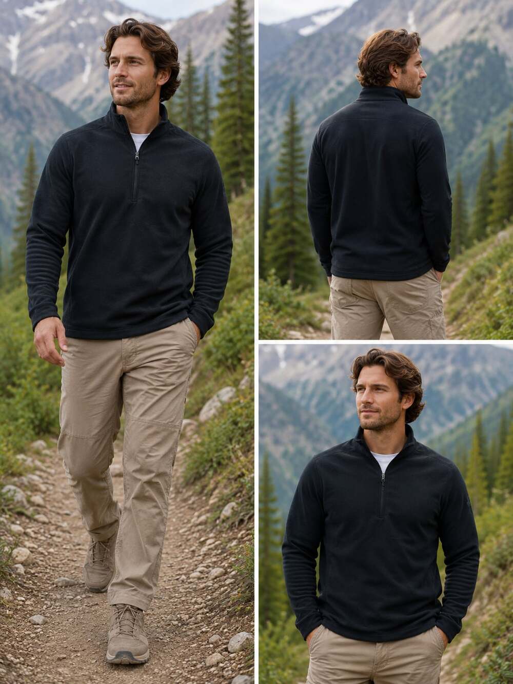 Jack Wolfskin Polartec EcoEngineering Half Zip Fleece Pullover Black M